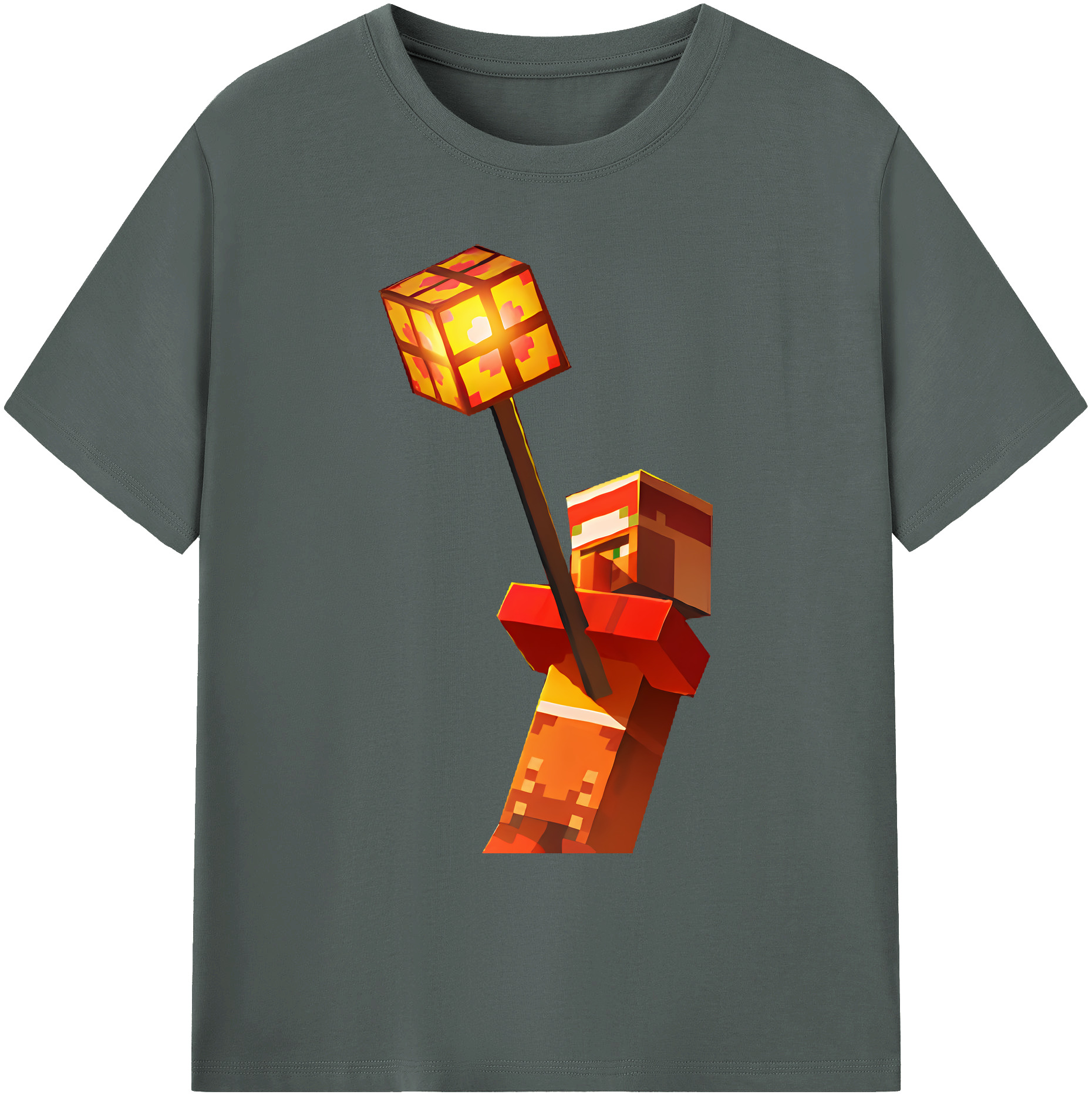 （画像用） マインクラフト ブロックの世界 Minecraft MC Block world 綿100％ メンズ半袖Tシャツ｜肌触りやわらか＆通気性